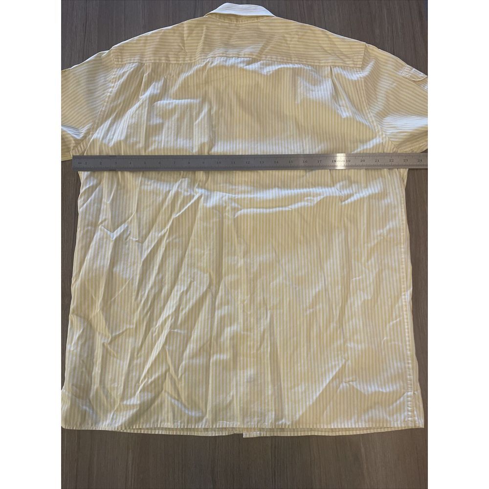 Michael Kors Men's Yellow Shirt Stripes Short Sleeve Pockets 100% Cotton‎ Size M - Picture 15 of 16